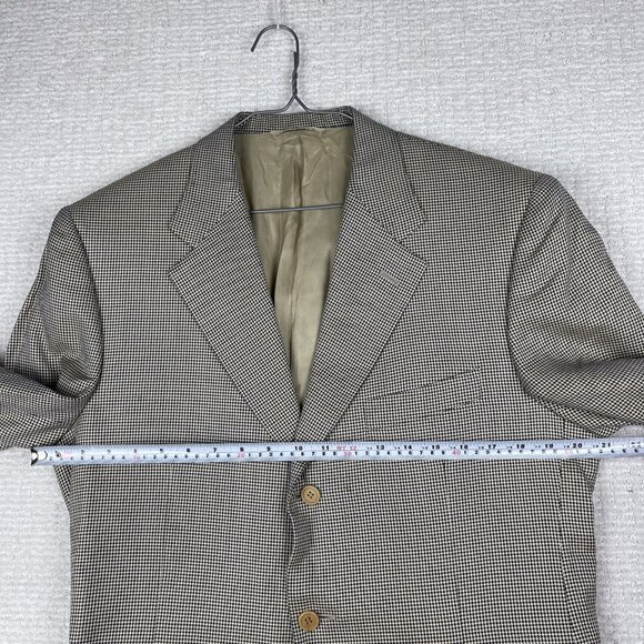 CANALI Light Beige Houndstooth Silk / Wool Blazer Jacket Italy Made Men 50R Read - Picture 15 of 16